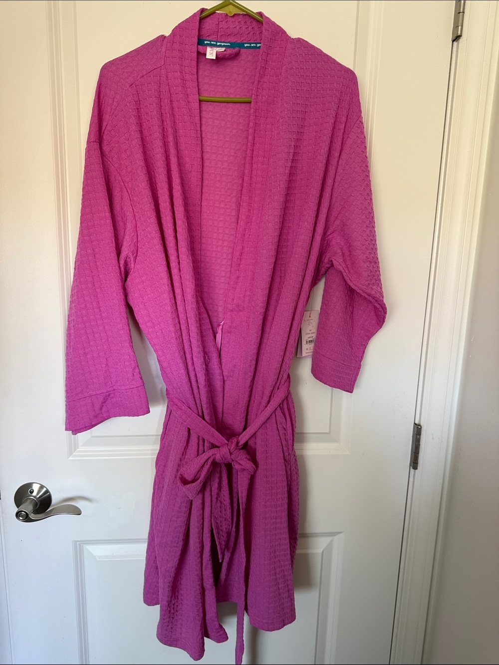 Cozy Waffle Kimono Robe - Magenta